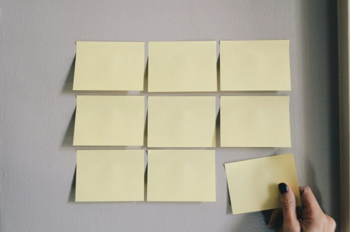 Photo by Kelly Sikkema six white sticky notes